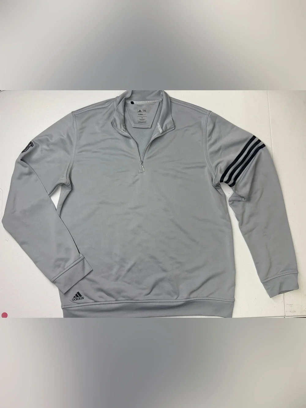 Adidas Golf Climacool Men’s Medium Gray 3 Stripe Quarter Zip Pullover